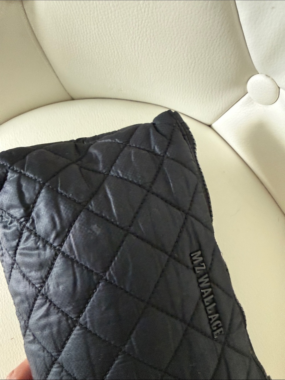 MZ Wallace Black Quilted Nylon Double Zip Cosmetic Pouch Medium Size - Picture 5 of 12